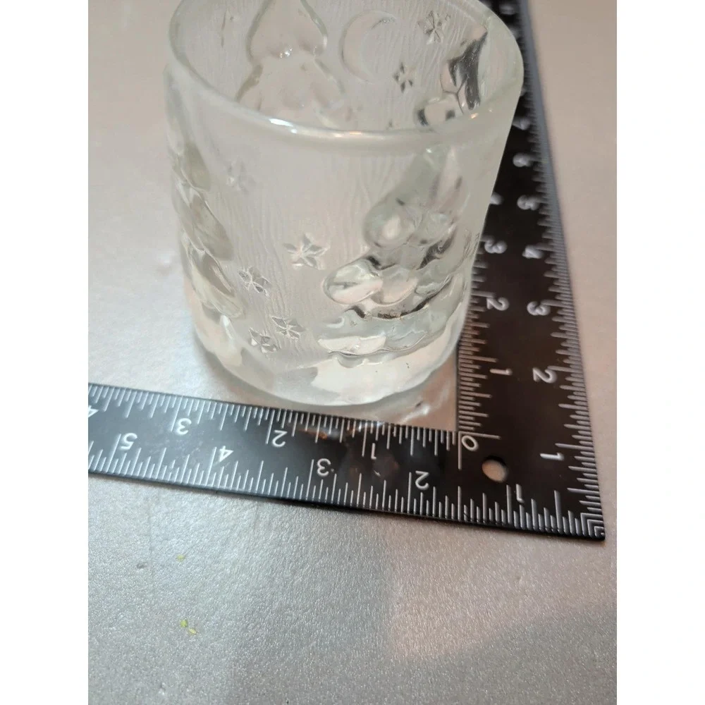 Crystal Clear Christmas Votive Candle Holder Frosted Glass Tree Star 315239N
